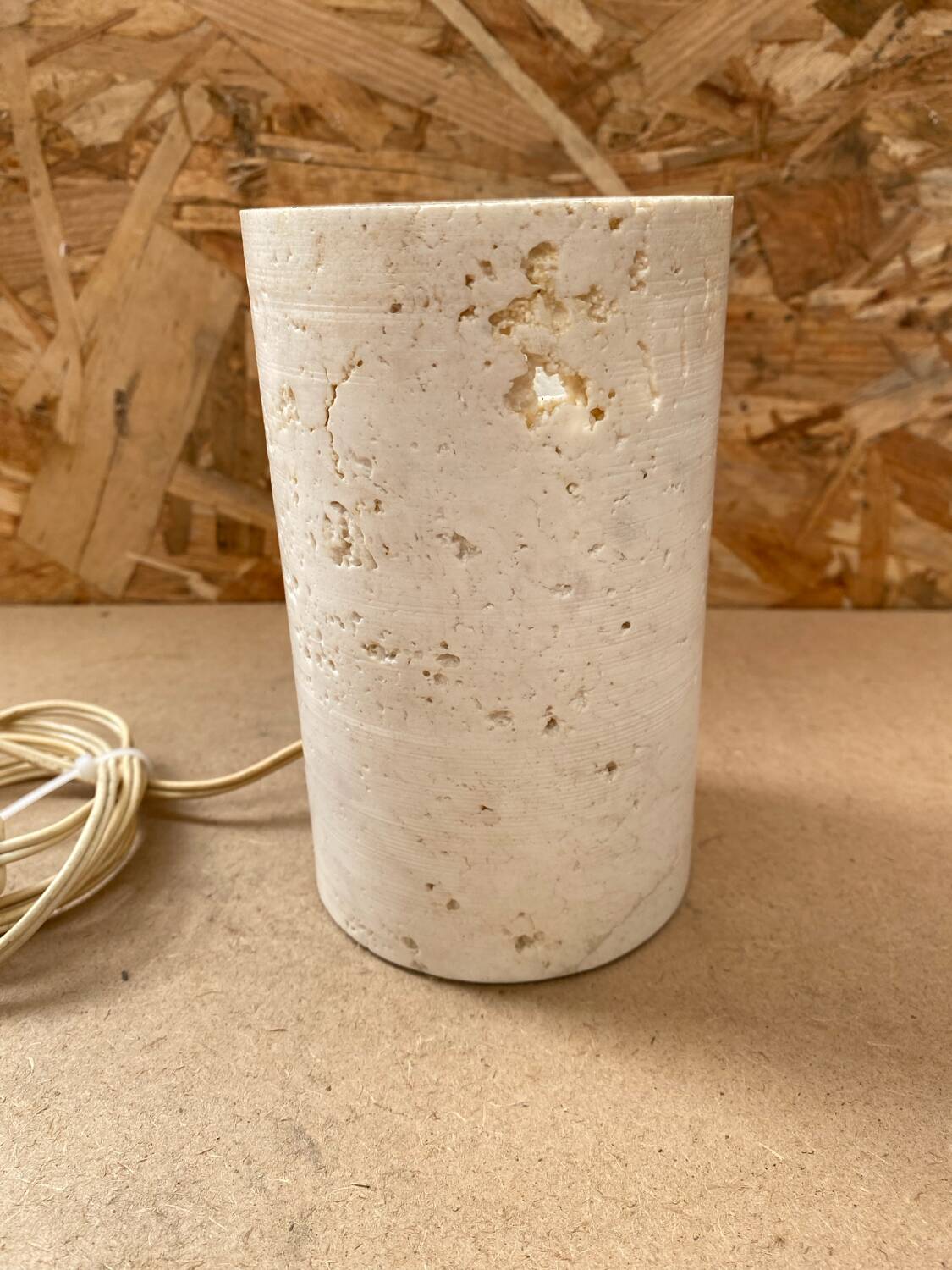 Antique vintage polished stone cylinder lamp