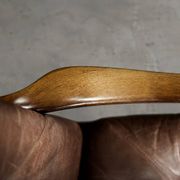 Fauteuil vintage en hêtre et cuir marron du milieu du siècle de Farstrup Møbler