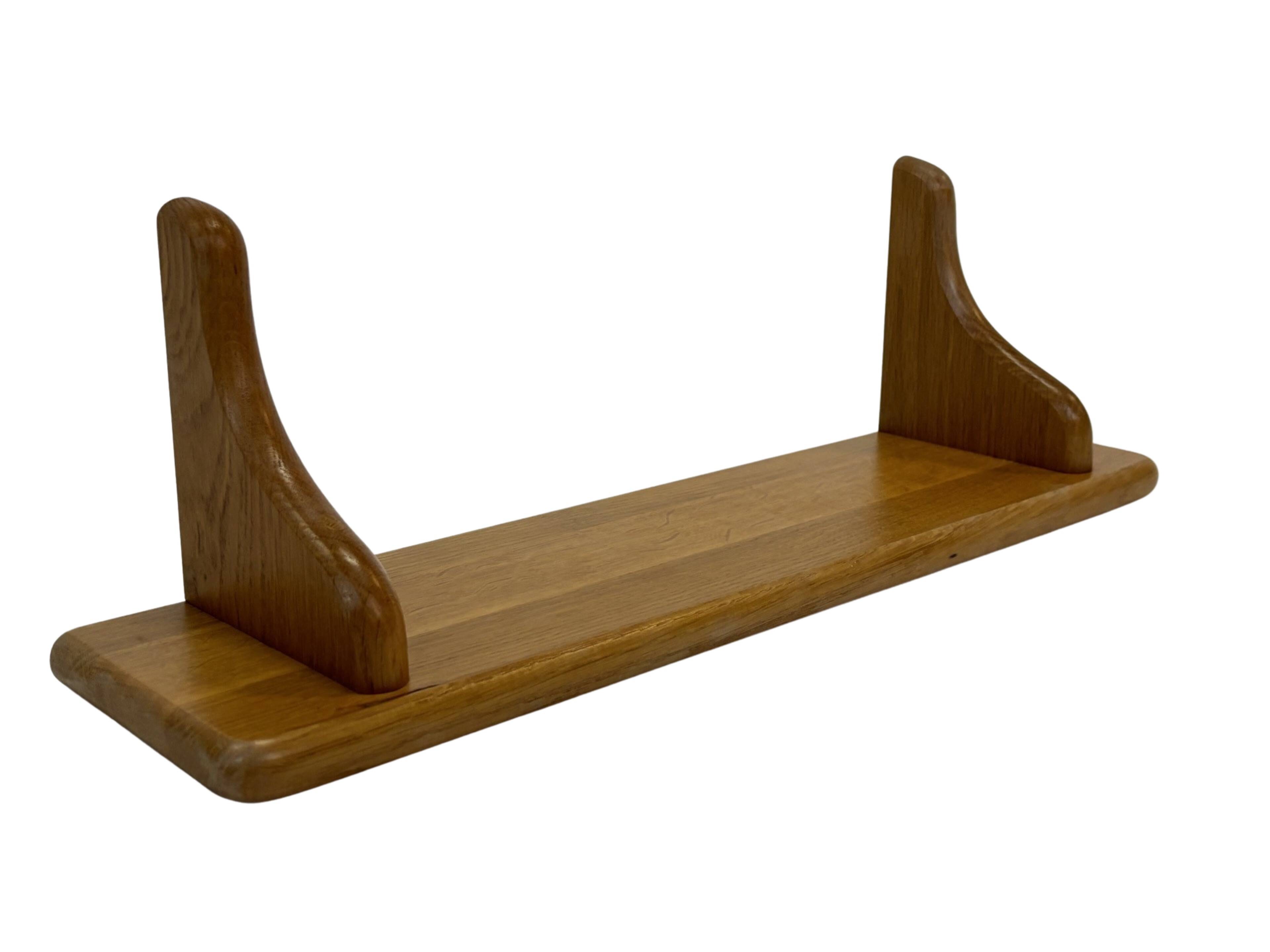 Vintage oak wall rack book shelf 1970s wood minimalist design