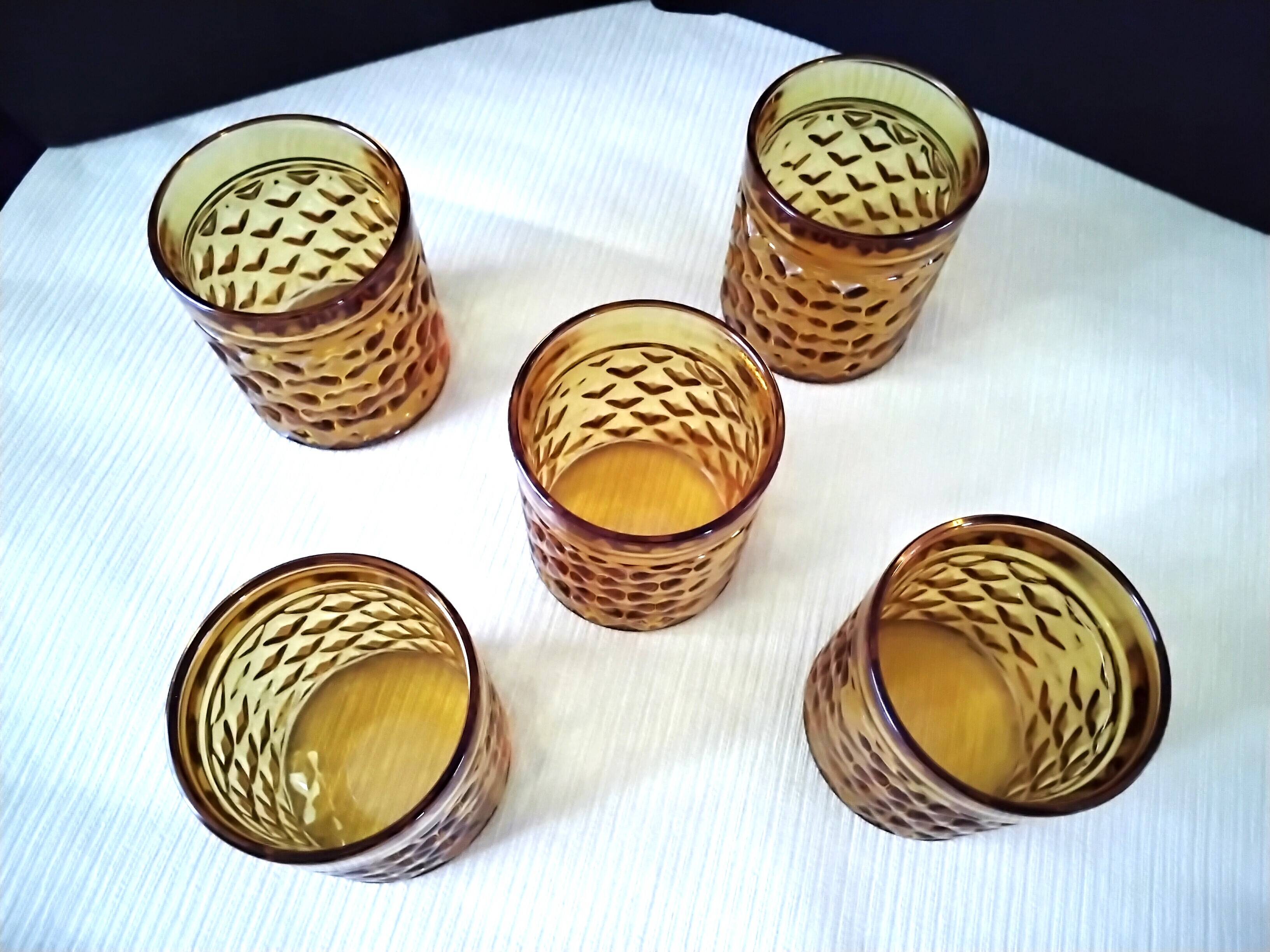 5 Verres gobelets couleur ambré Vintage  Pernod