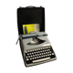 Old writing machine polyjo super 75 bakelite grey + vintage black trunk