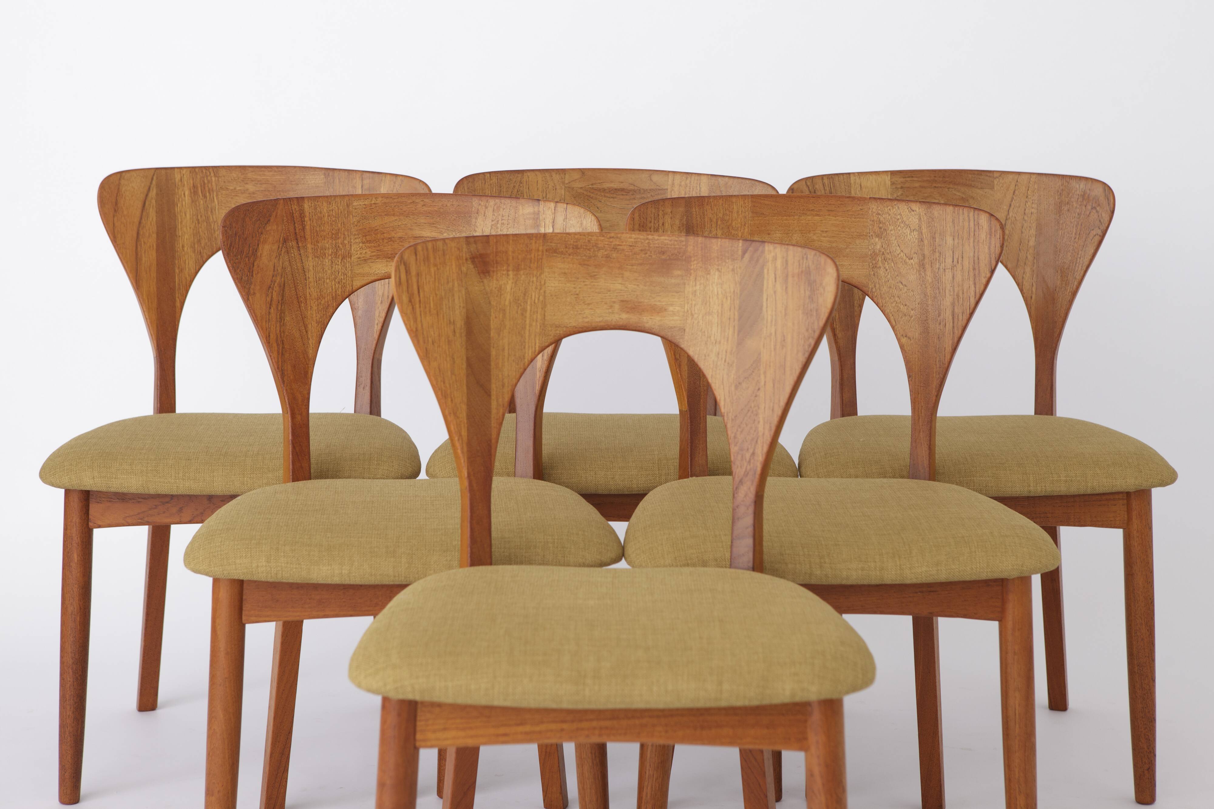 Set of 6 Niels Koefoed “Peter” Teak Dining Chairs, Denmark 1960s–1970s