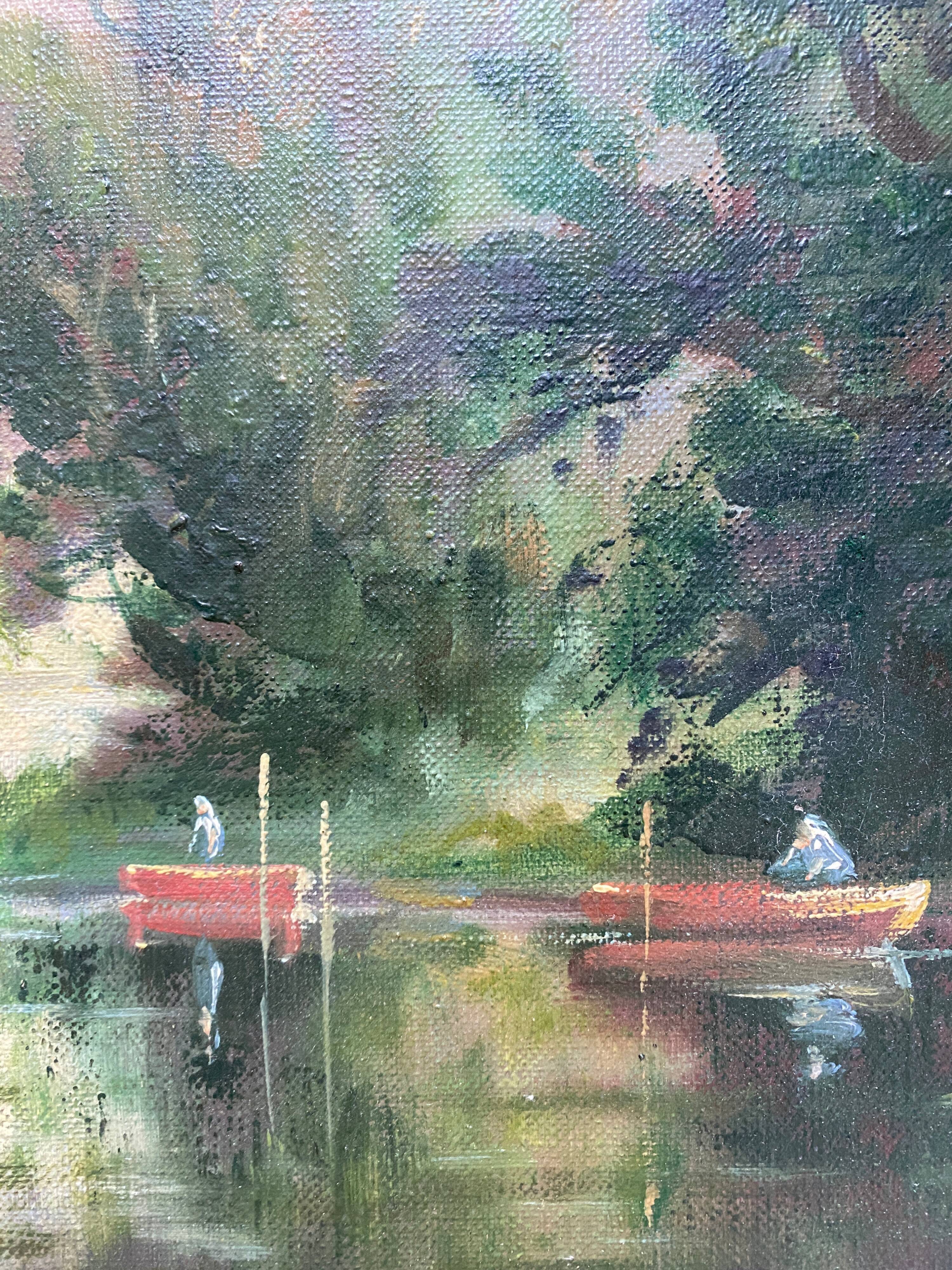 Painting "River bathed in light" HST Post impressionist signed