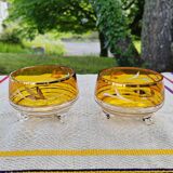 Pair of crystal stemmed bowls