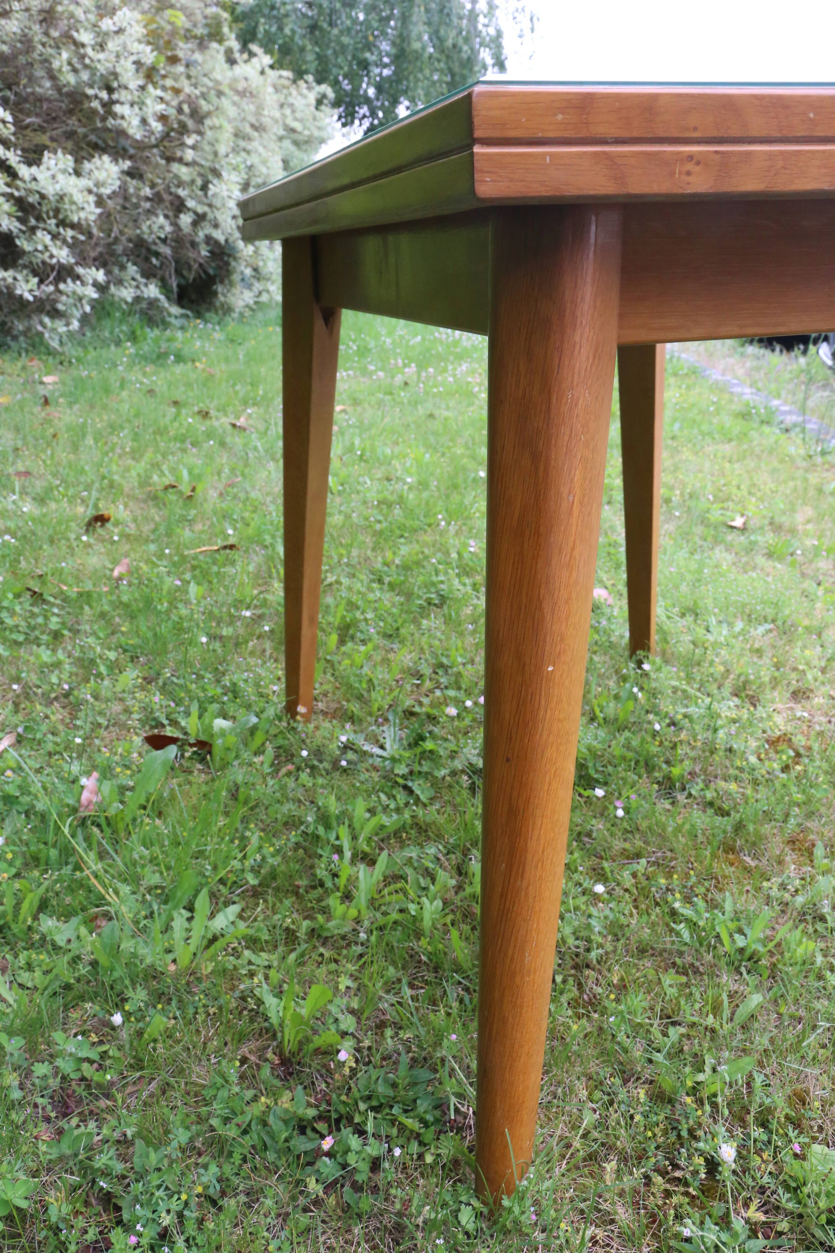 Pretty glass pine table, vintage