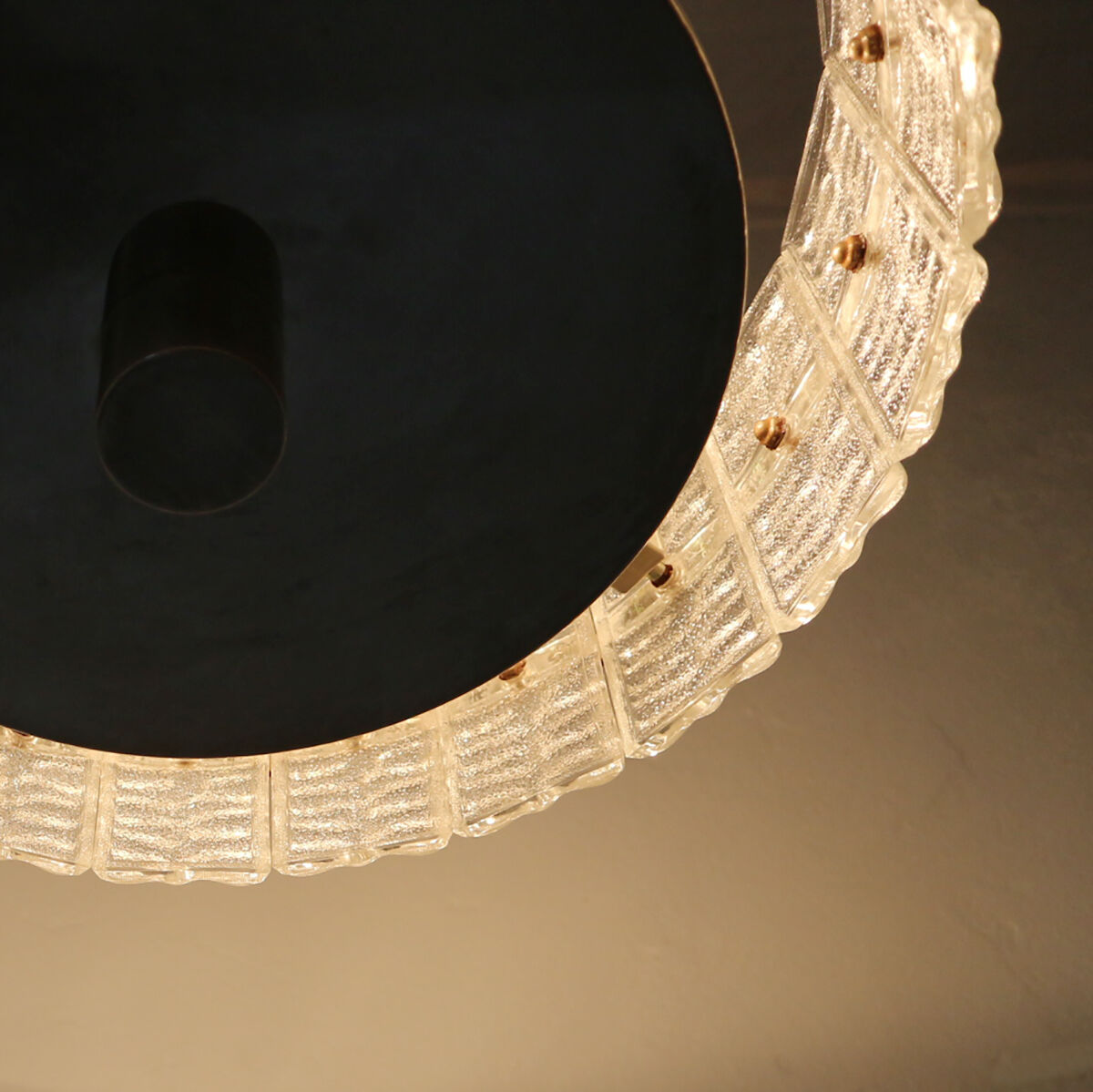 Large '60s Ice Glass Pendant Lamp