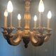 Golden wood chandelier with 6 lights