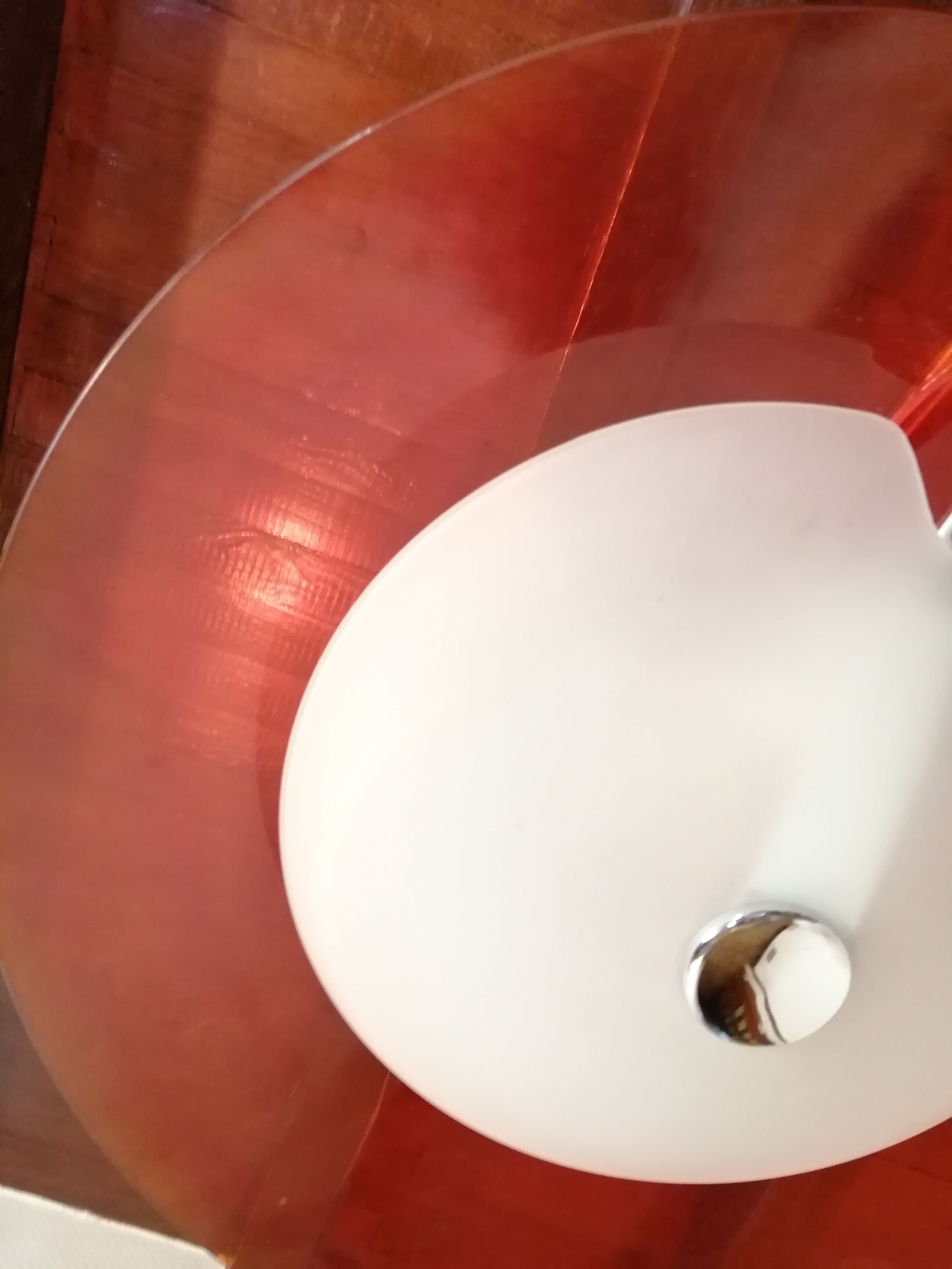 Vintage red space age glass pendant from the 80s