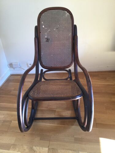 Fauteuil rocking chair style canné