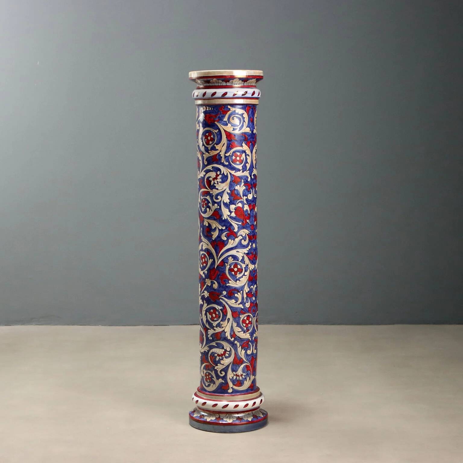Old column in majolica I.C.A.P Gualdo Tadino 1930s-1940s
