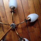 Opaline/brass chandelier