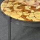Round coffee table in onyx-like resin and chrome-plated metal, 1970s