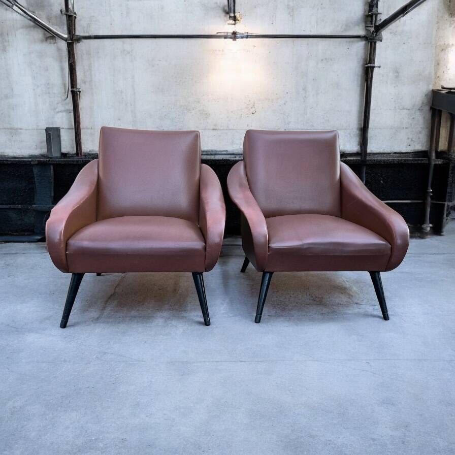 2 Vintage Armchairs - Mid Century Modern Style