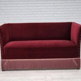 1970s, Danish 2-seater sofa, cherry-red furniture velour.