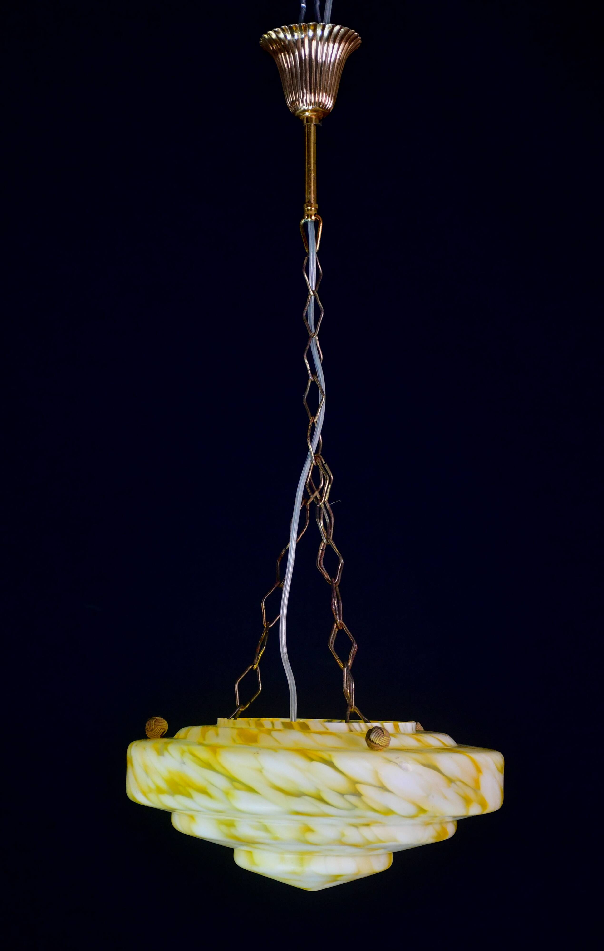 Art Deco yellow Murano glass pendant, 1950