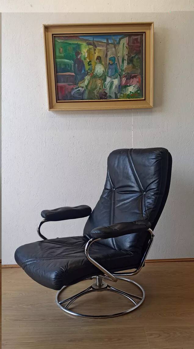 Scandinavian design leather armchair 70s