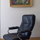 Scandinavian design leather armchair 70s
