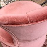 Pink velvet padded toad armchair 1970