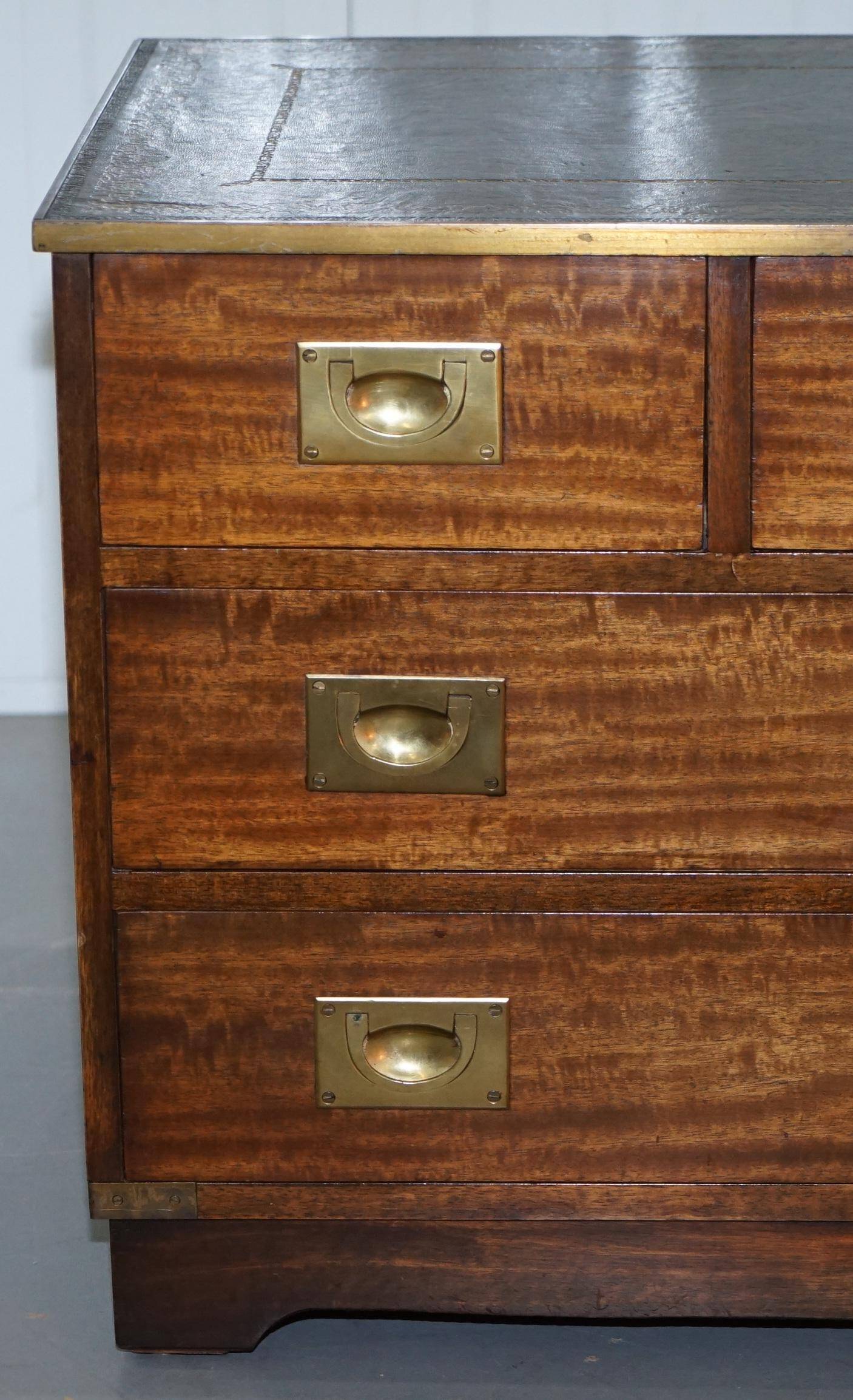 Reprodux Bevan Funnell chest of drawers with a leather top