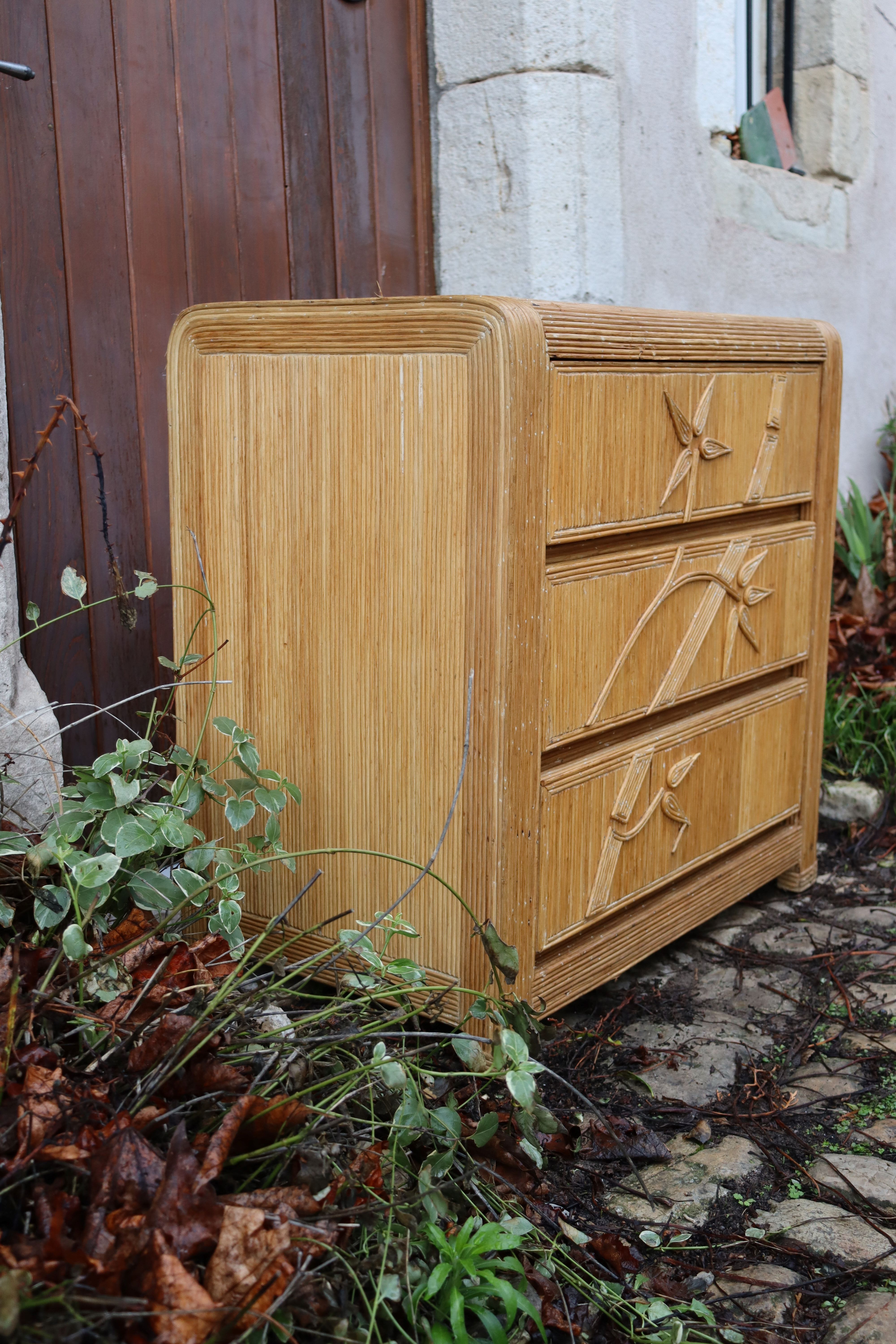 Rattan chest of drawers