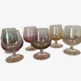 6 iridescent multi-colored stemmed glasses