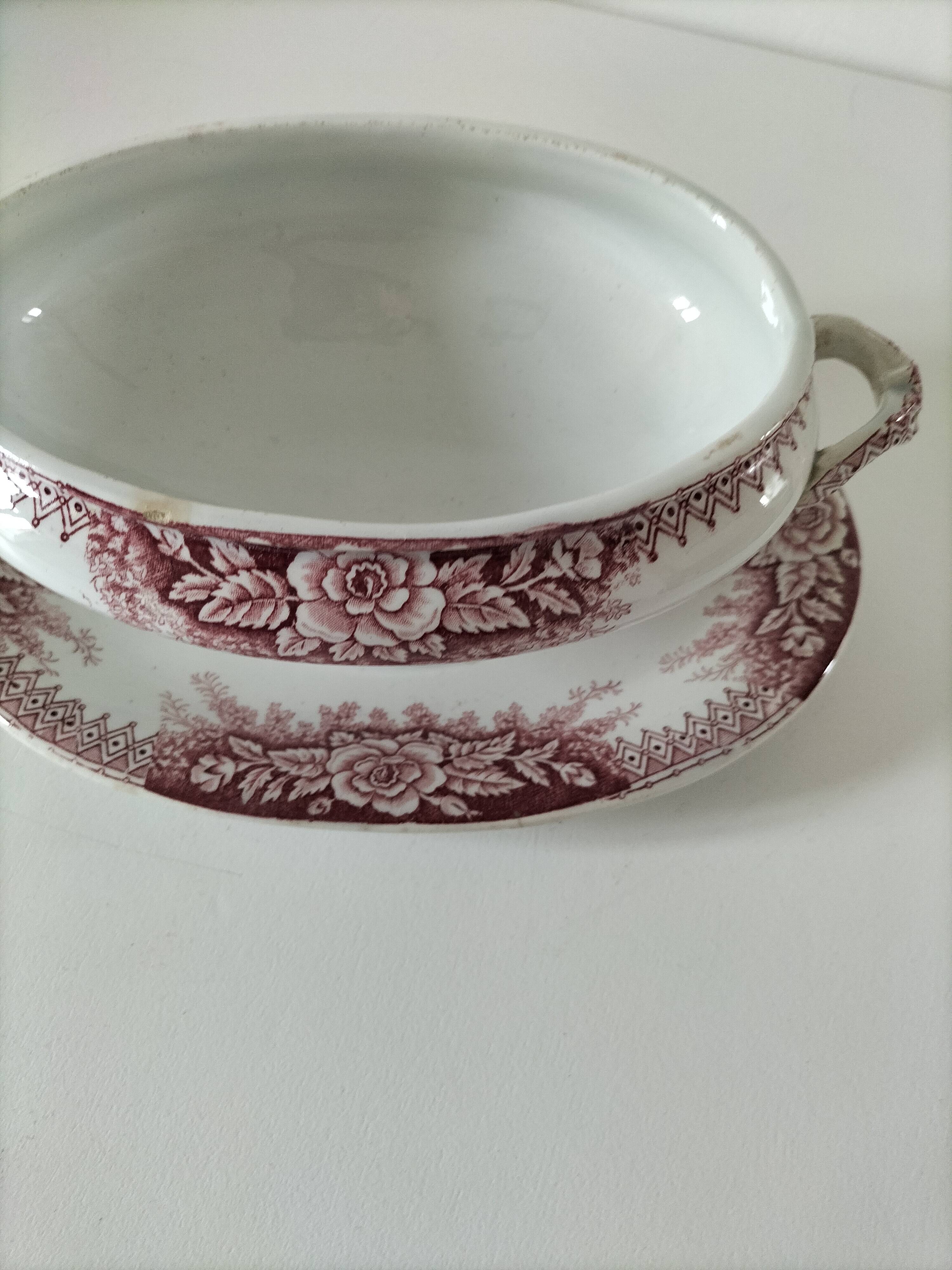 Rare old vegetable dish – Saint-Amand Hamage – English red ironstone