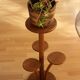 Solid oak wood plant stand, vintage from the 1950s, rare collectors item