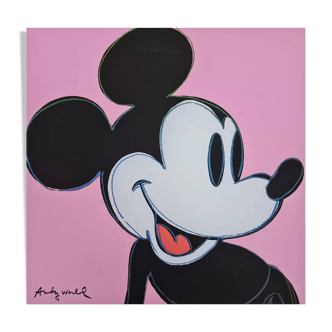 Années 1990 après Andy Warhol Mickey Mouse Lithographie rose
