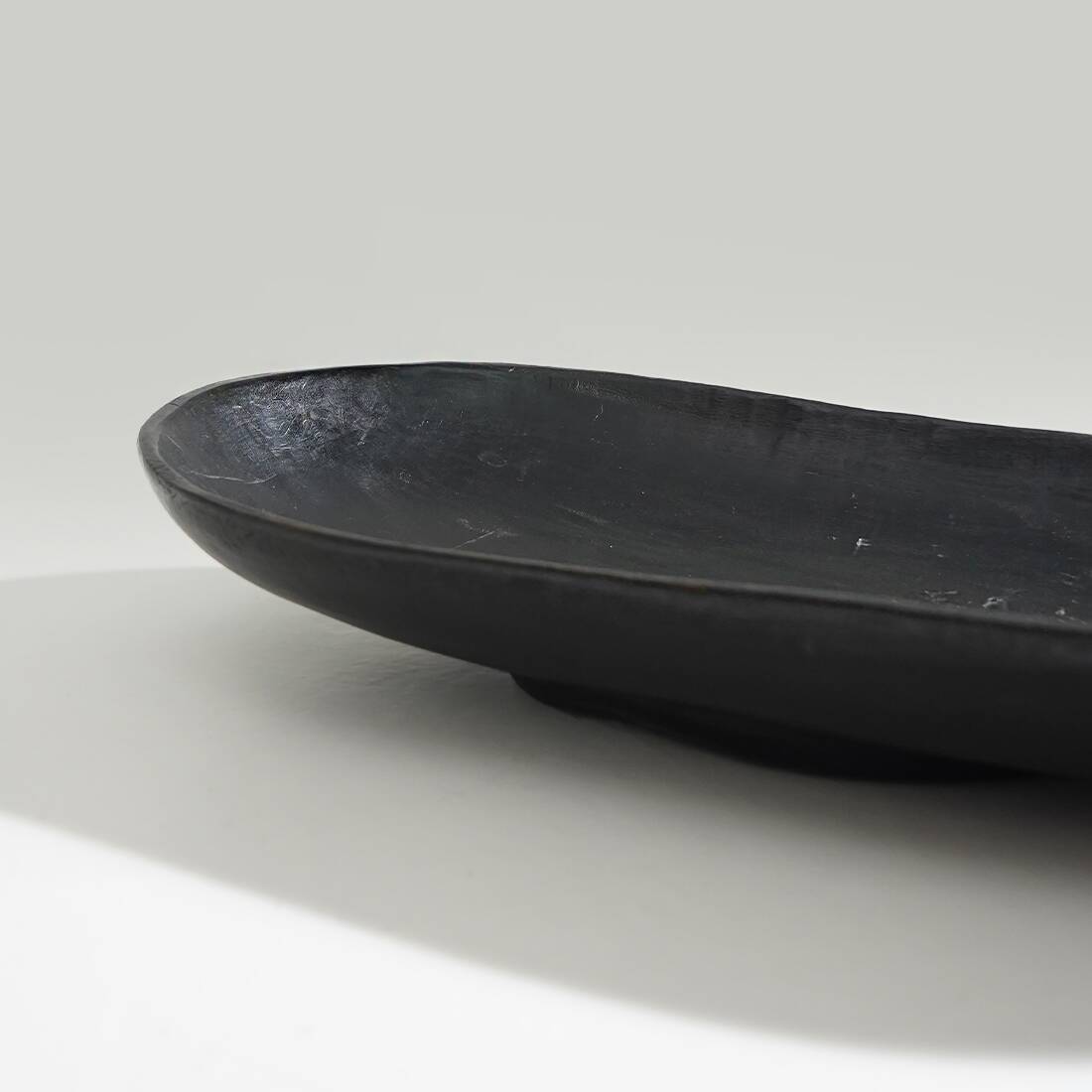 Organic shaped black wooden bowl, 1960s
