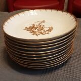 Limoges porcelain signed Bernardaud with gold border and central decoration country scenes