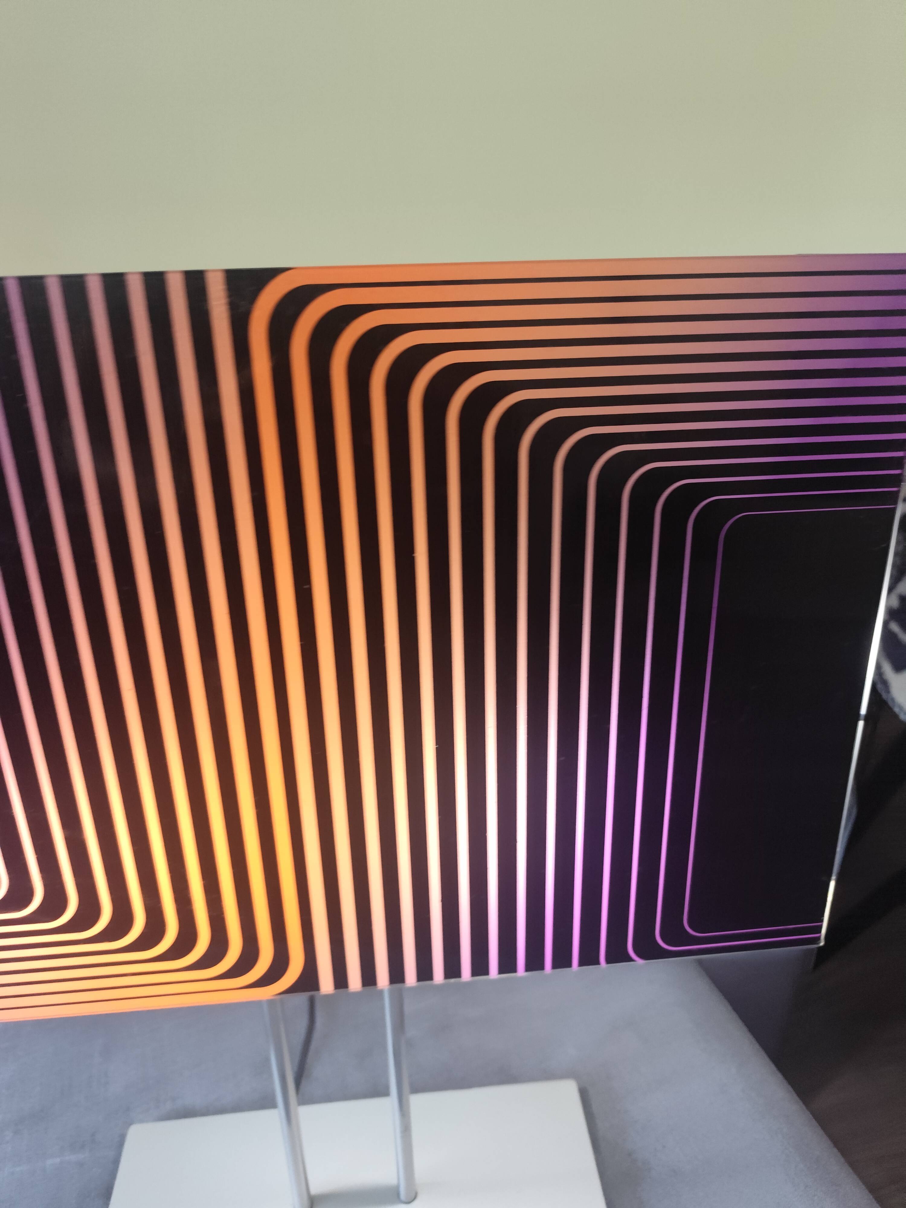 Lamp op art kinetic movement Vasarely Cruz Diez plexiglass and metal