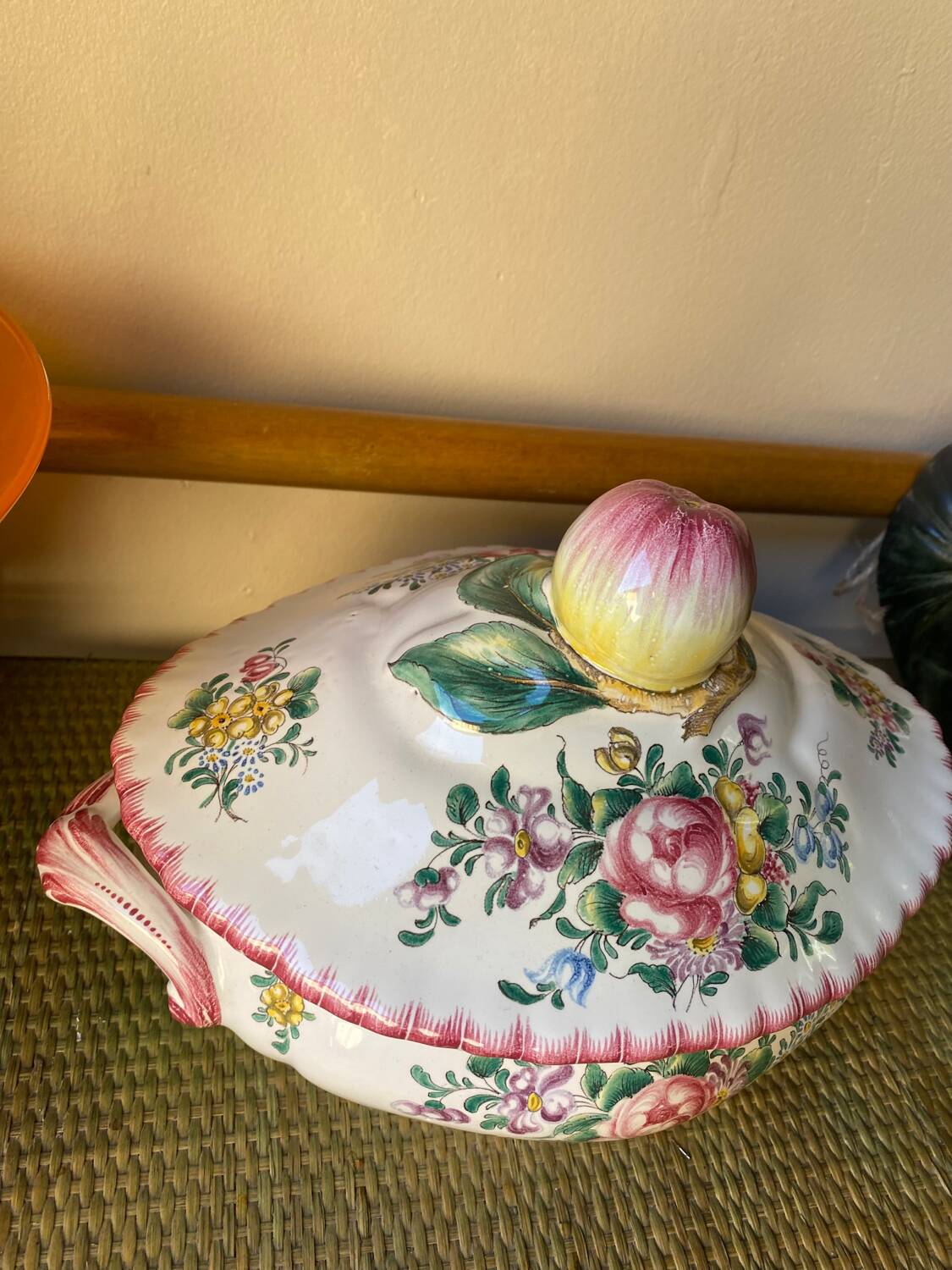 Signed earthenware vegetable dish