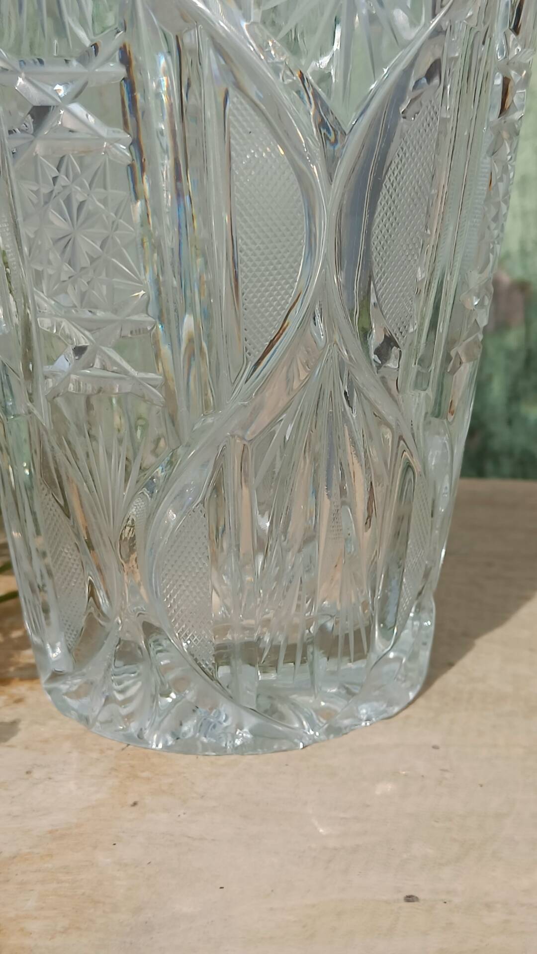Cut glass vase in Art Deco style