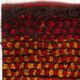 Vintage Hand-Knotted Turkish Tulu Rug with Checkered Design in Red, Yellow and Brown, 100% Wool