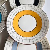 Set of 6 colorful dessert plates 1950s