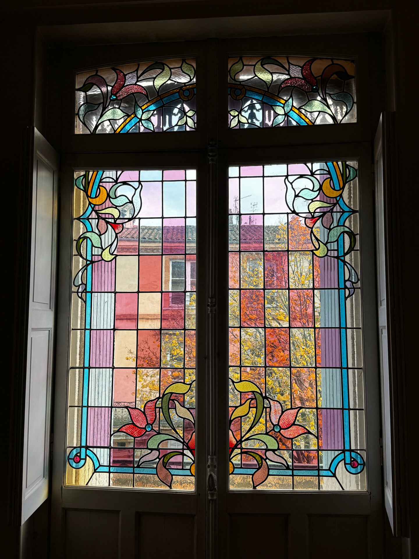 Window doors stained glass
