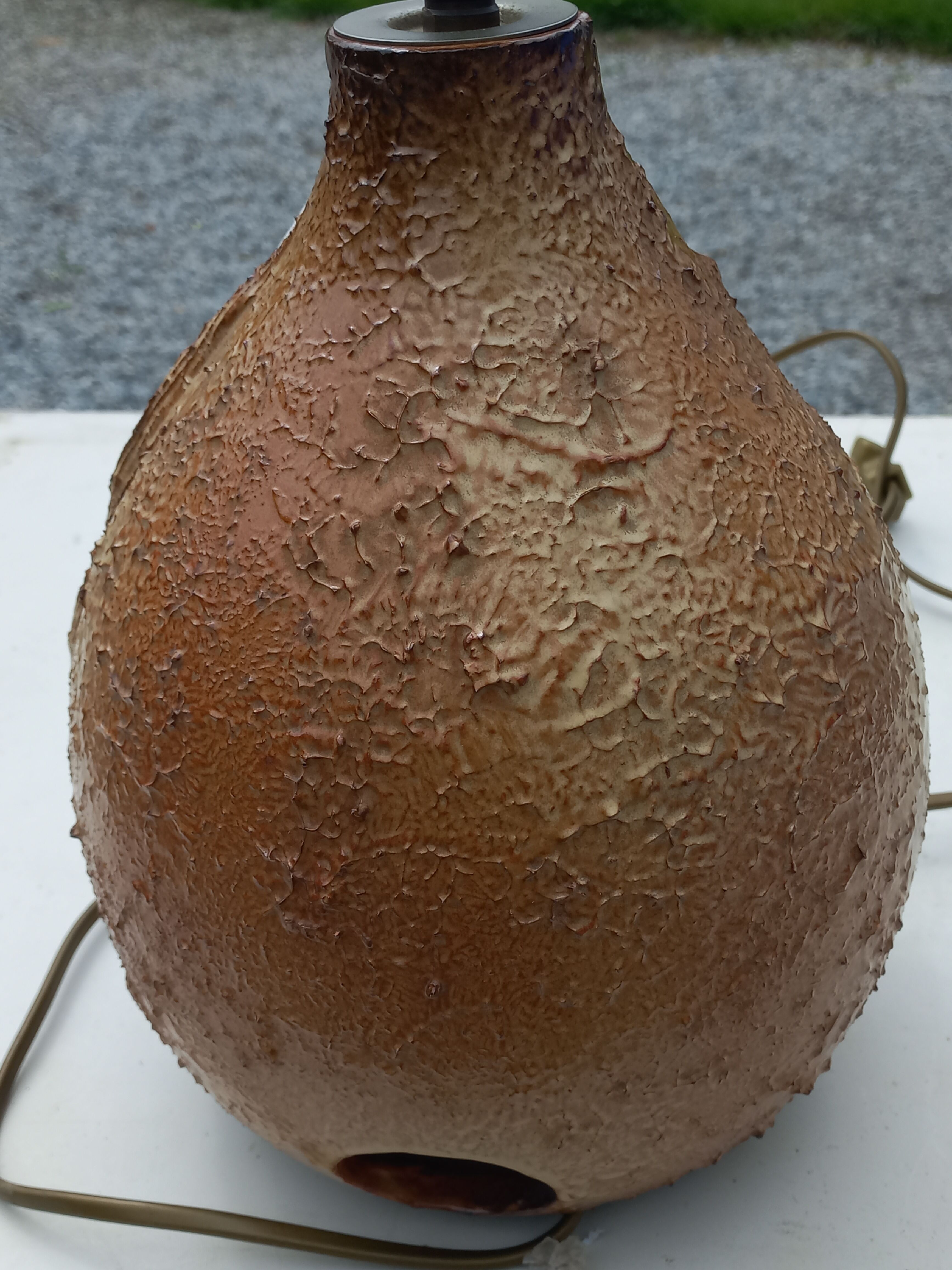 Ceramic lamp by Vallauris Fonck and Matéo lampshade of origin