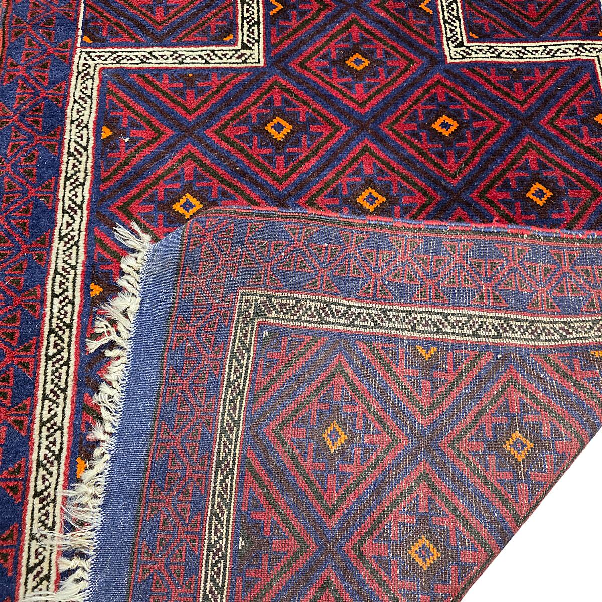 Vintage Afghan hand-knotted Wool Baluch Rug, 1970s