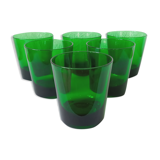 Lot de six verres verts vintage