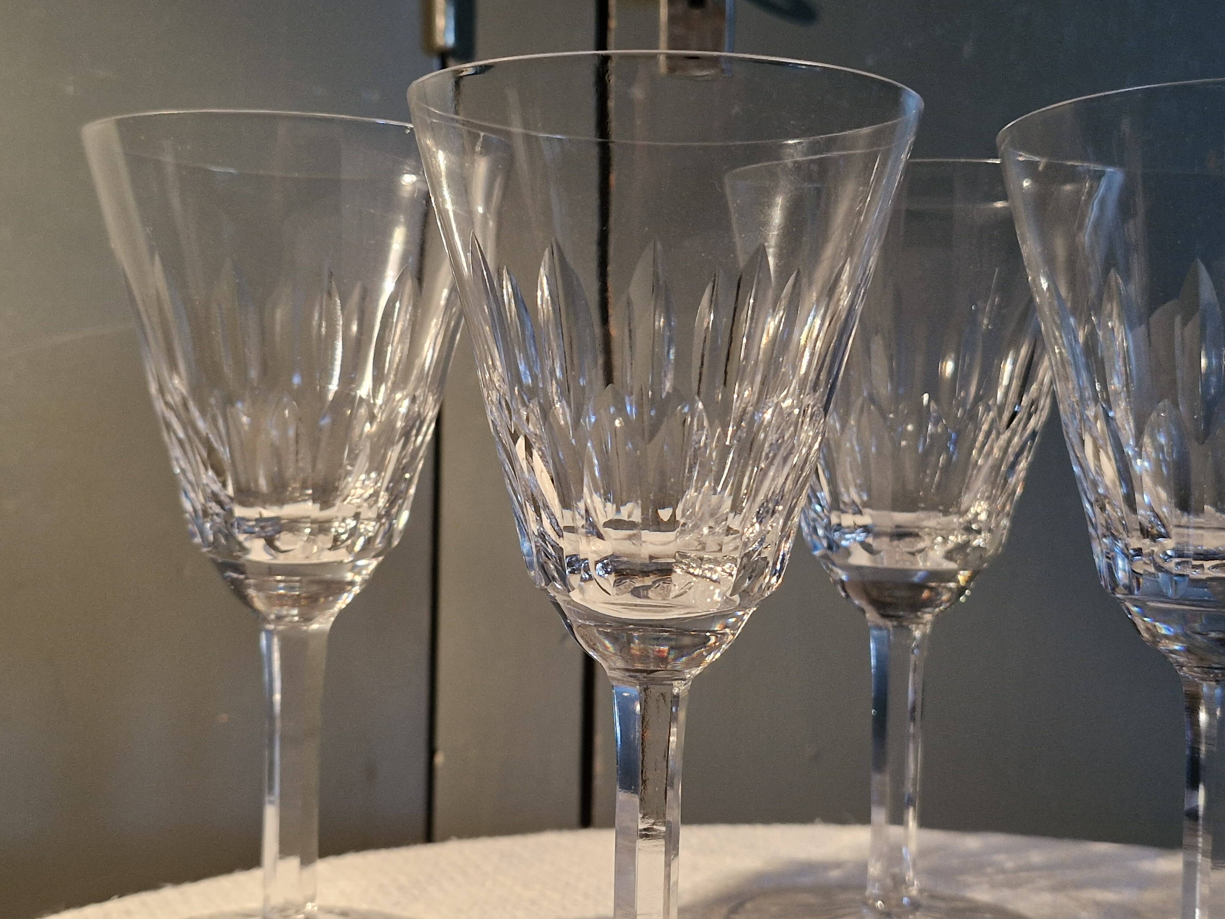 5 antique large glasses for wine/water, cut crystal