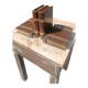 Wooden trompe-l'œil bookends with a book and box
