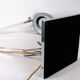 Lampe de table en acier inoxydable et de conception italienne par Flos