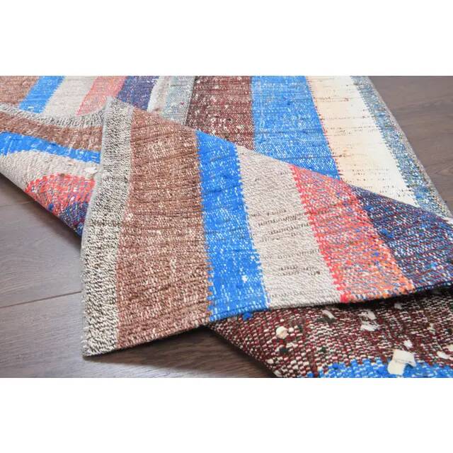Vintage Turkish Hand-Knotted Wool Cotton Beige Kilim Runner Rug 87x237