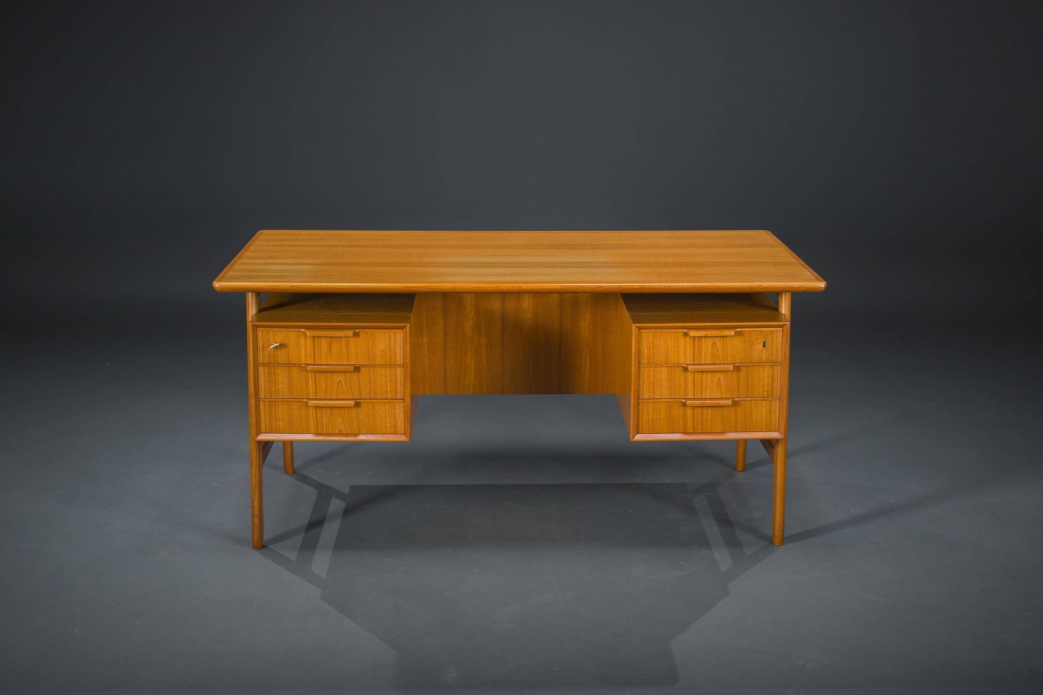 Model 75 Teak Desk by Gunni Omann for Omann Jun Furniture Factory, 1960s