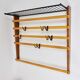 Rare coat rack by Carl Auböck with hat rack, cabinet, brass, walnut and beech, 1950s.
