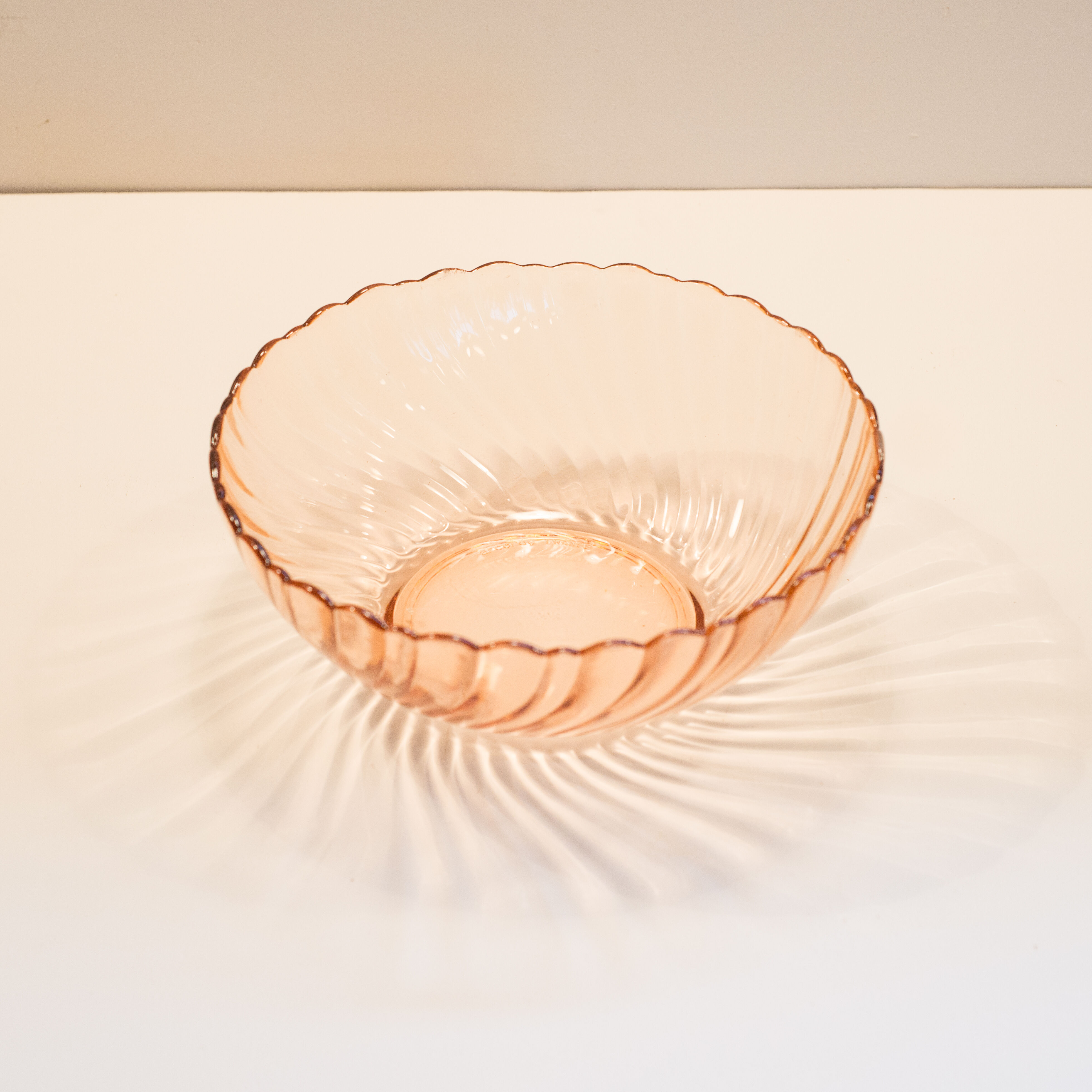 Pink glass salad bowl pink rosaline