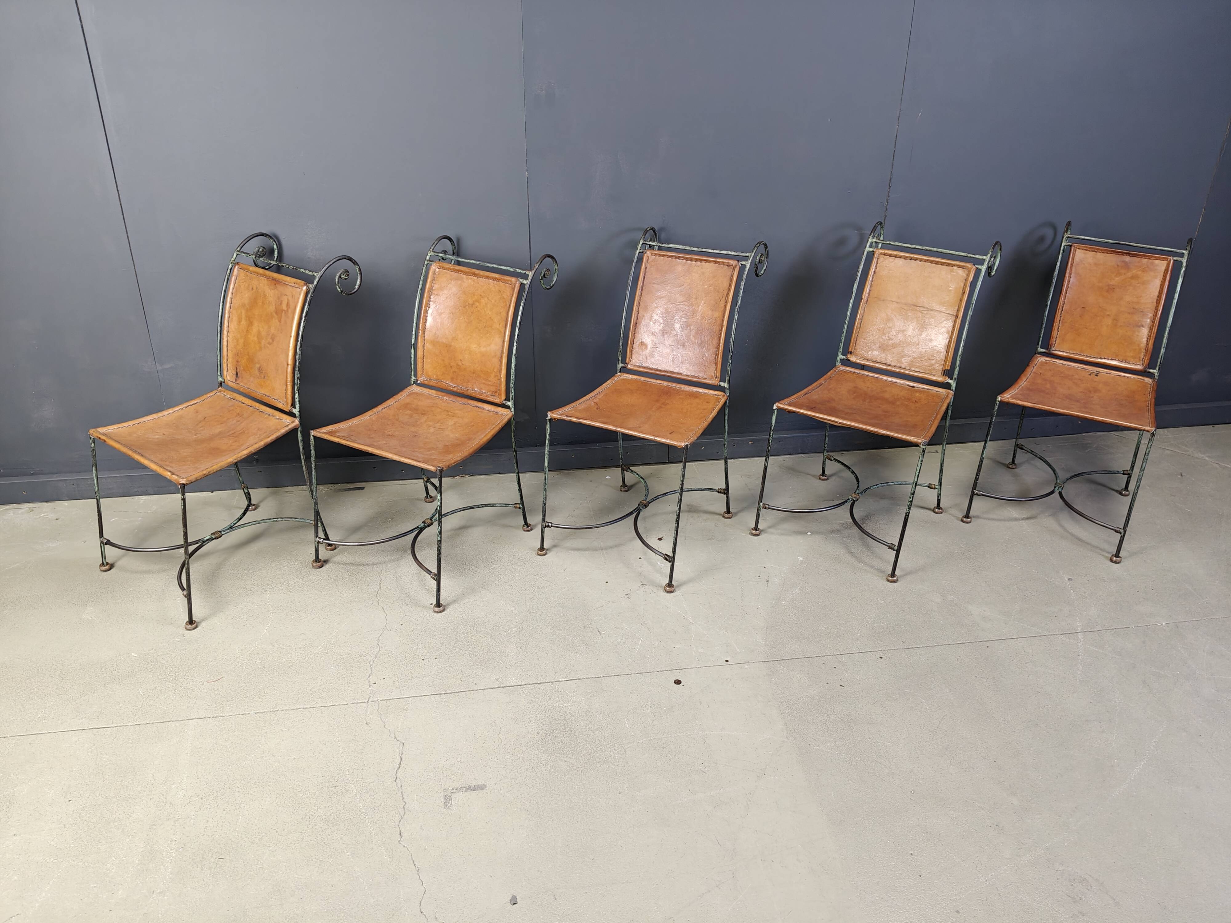 Spanish wrought iron dining chairs, 1960s