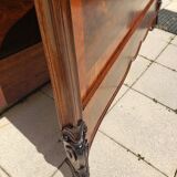 Bed in solid walnut and very old walnut burl