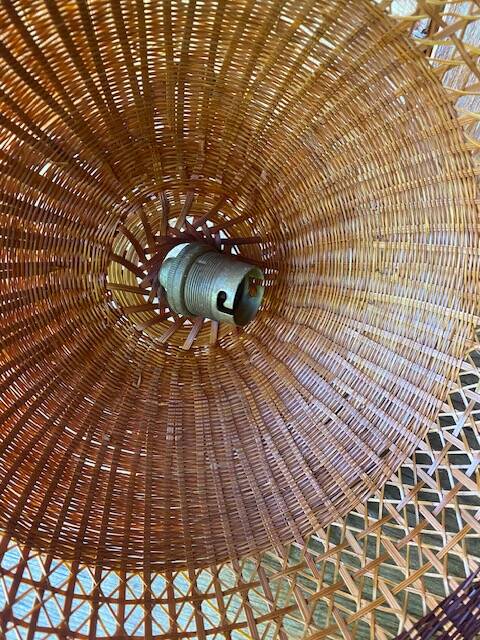 Vintage rattan suspension duo.