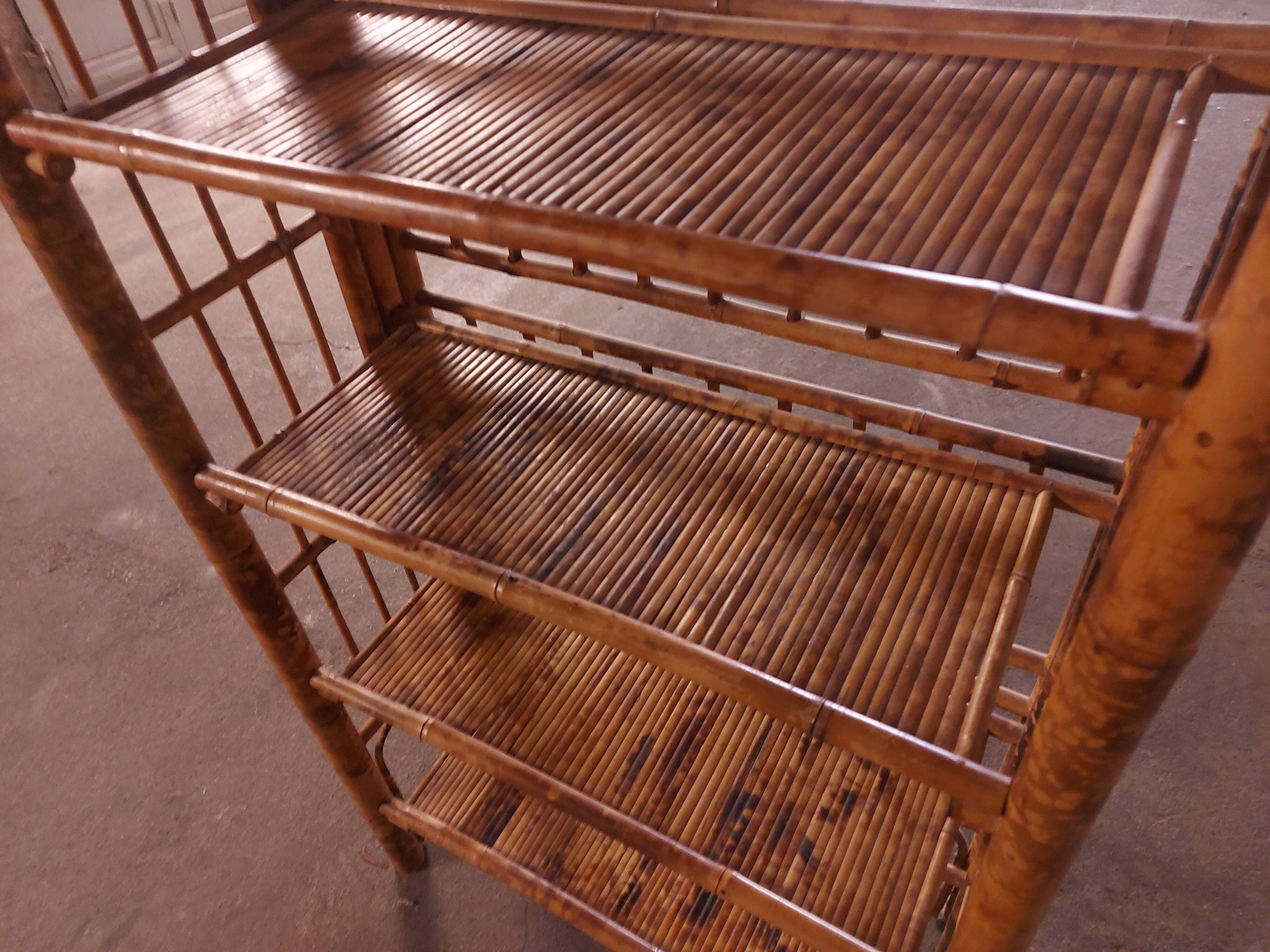 Vintage folding bamboo shelf